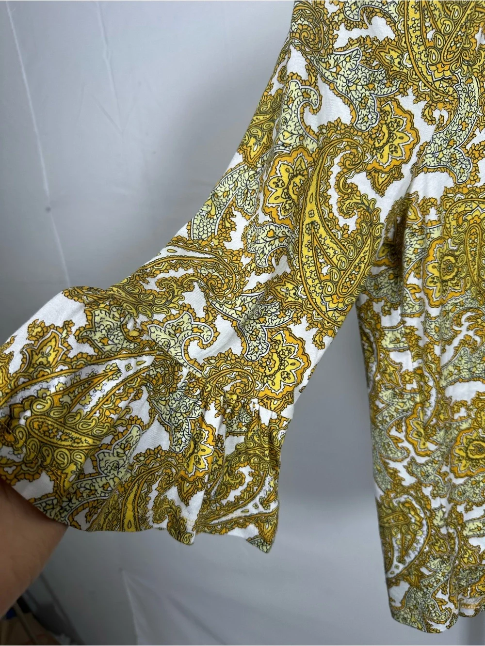 Michael Kors Paisley Bell Sleeve Top Women’s Size S Boho Cotton Modal Blouse